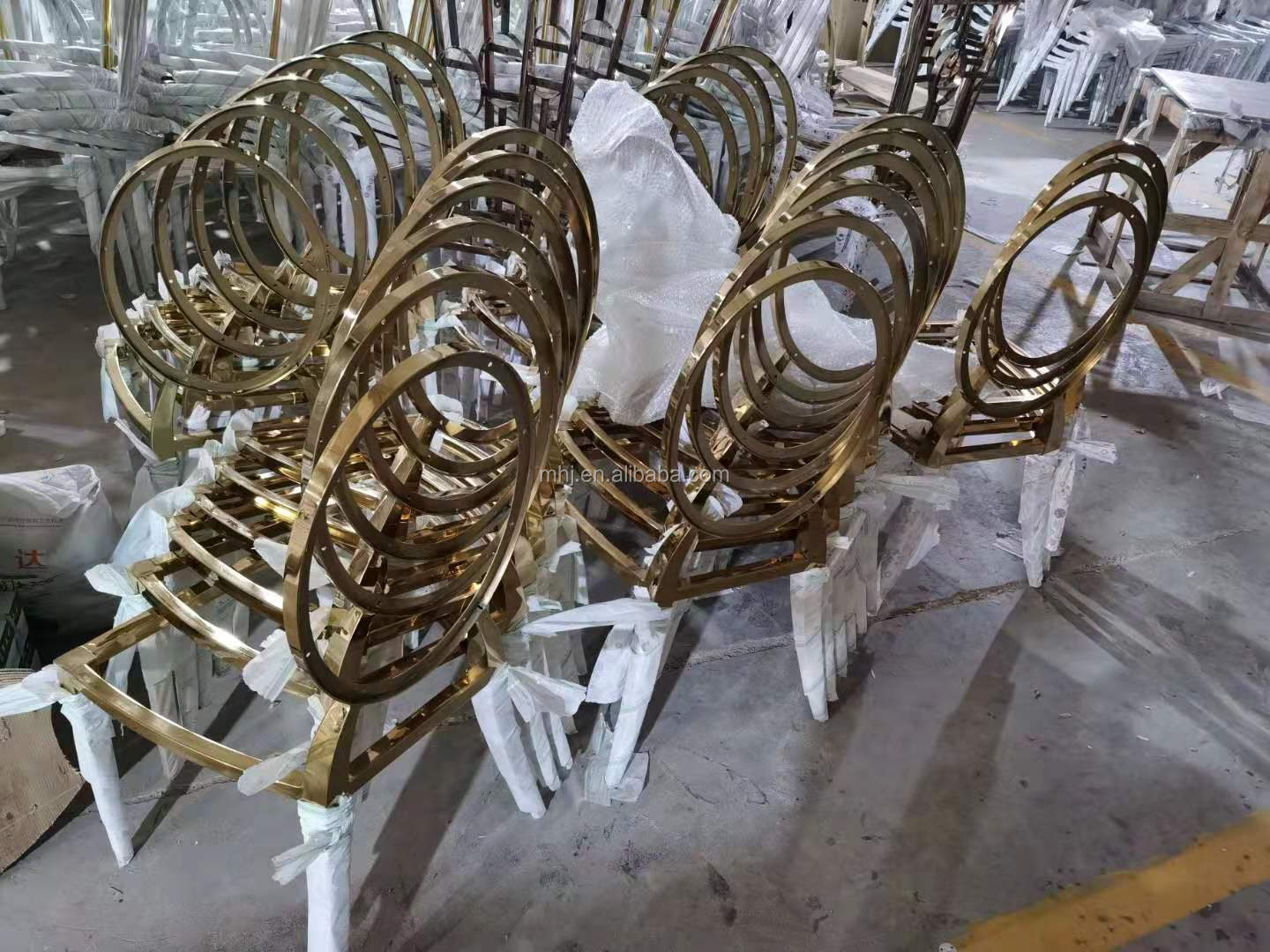 MHJ furniture - High Quality Stainless Restaurant Party Wedding Steel Banquet Chair Stainless steel chair and table 11