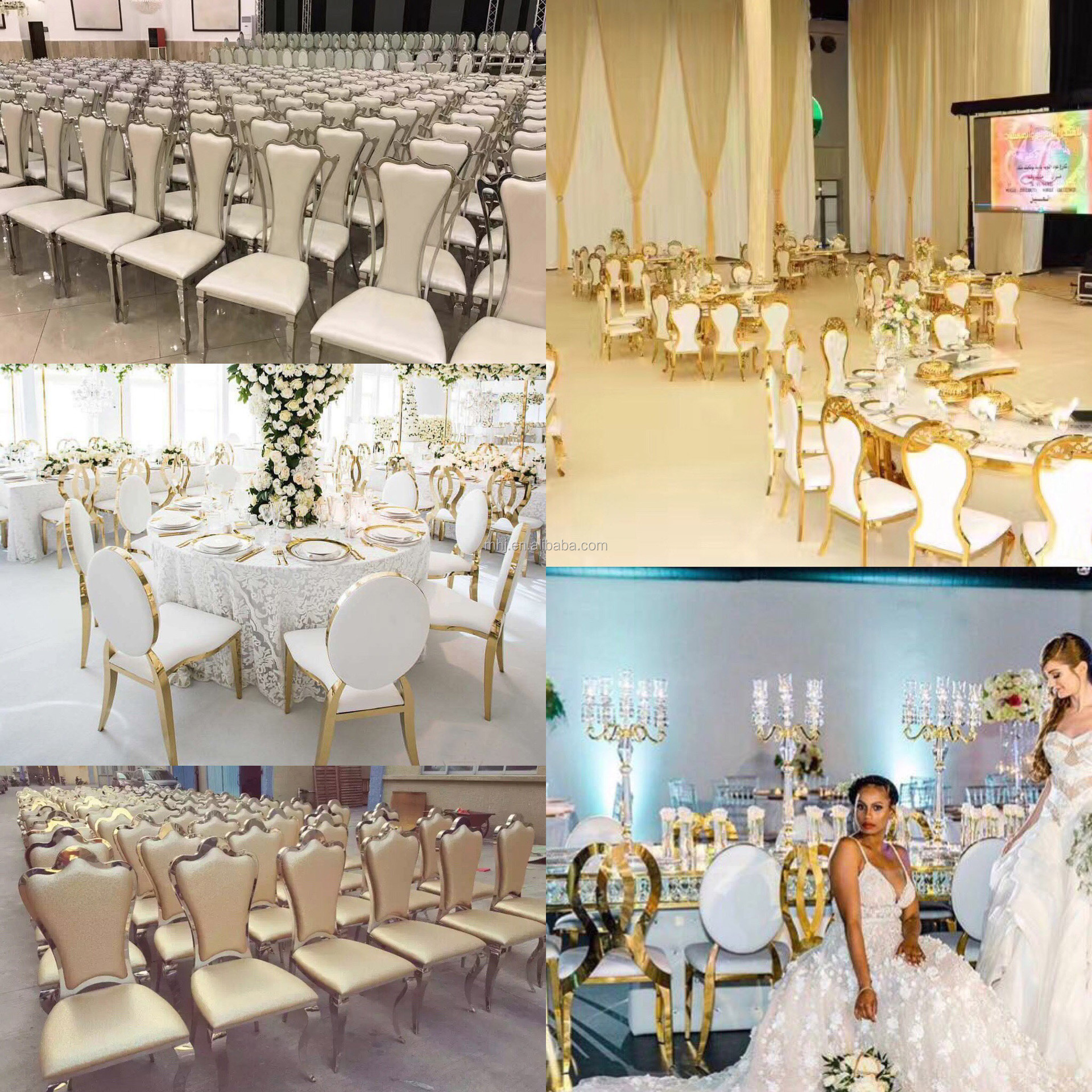 MHJ furniture - High Quality Stainless Restaurant Party Wedding Steel Banquet Chair Stainless steel chair and table 16