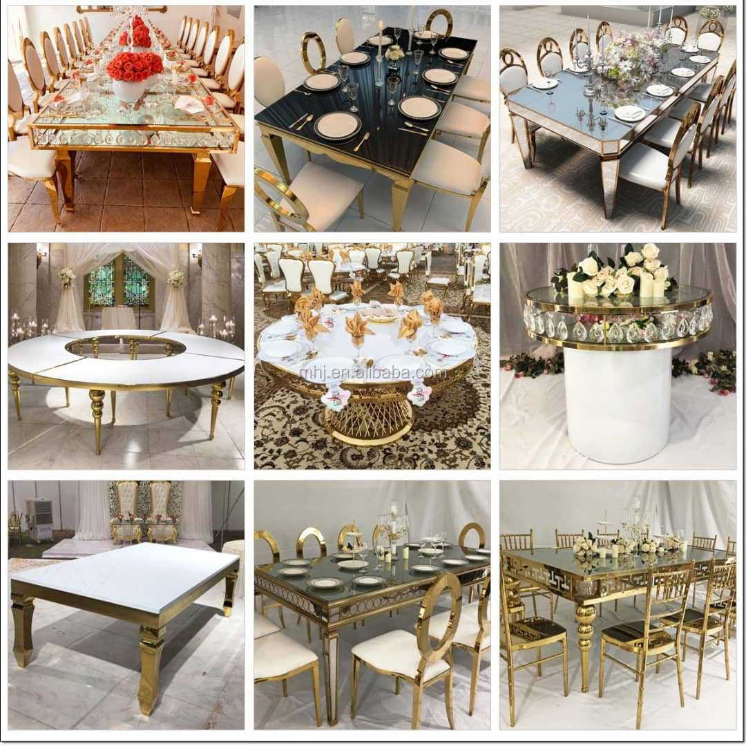 MHJ furniture - High Quality Stainless Restaurant Party Wedding Steel Banquet Chair Stainless steel chair and table 8