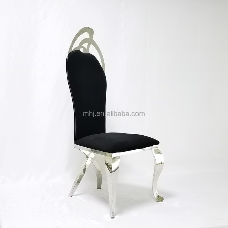 MHJ furniture - Newest Modern Stainless Steel Wedding Dining Chair Restaurant Banquet Chairs Stainless steel chair and table 8