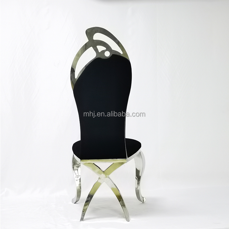 MHJ furniture - Newest Modern Stainless Steel Wedding Dining Chair Restaurant Banquet Chairs Stainless steel chair and table 11