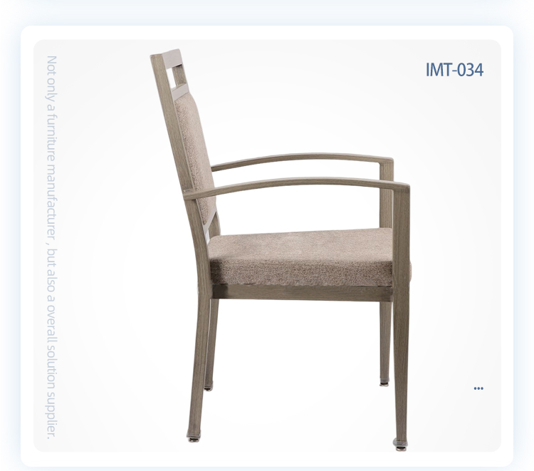 Project hot sale aluminum wood look modern armrest hotel chair, banquet arm chair, banquet chair with armrests