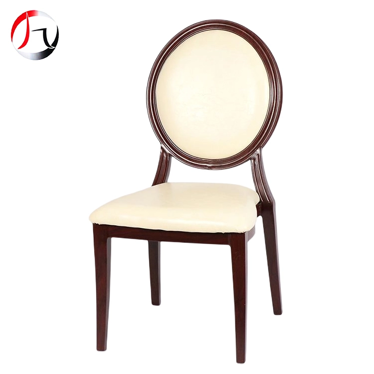 MHJ furniture - Wholesale Aluminum Frame Oval Back Imitated Wooden Dining Chair For Banquet Imitated wooden chair 1