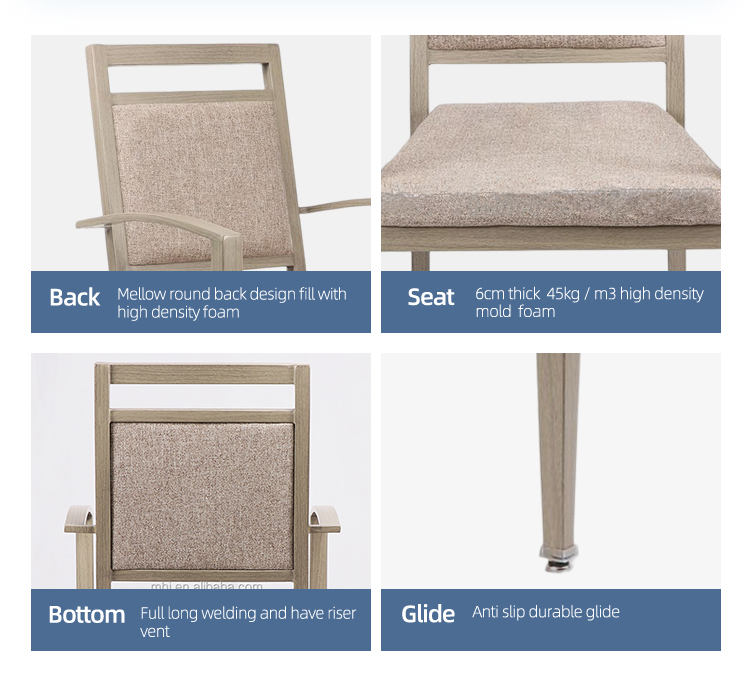 Project hot sale aluminum wood look modern armrest hotel chair, banquet arm chair, banquet chair with armrests