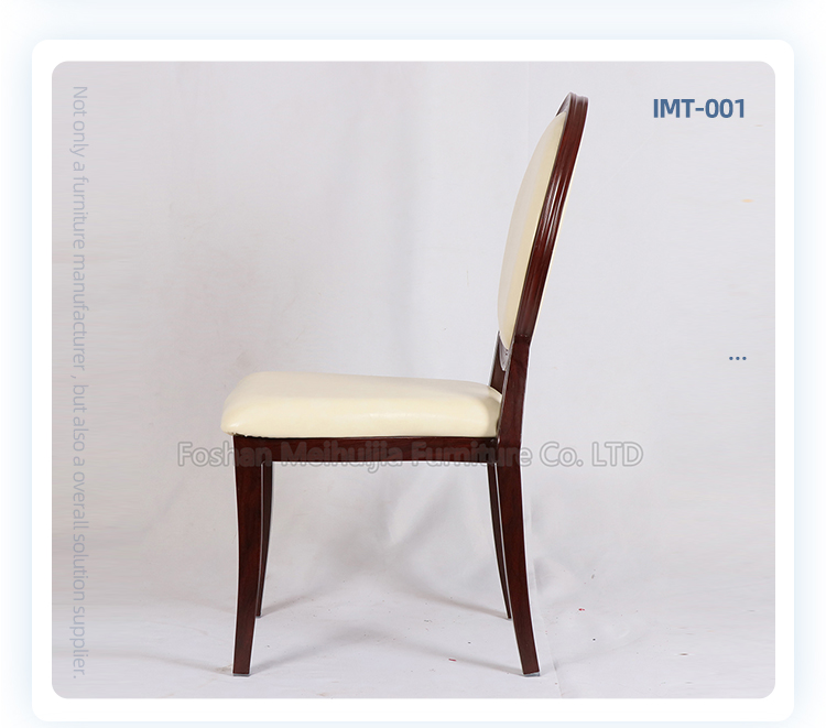 Wholesale aluminum frame oval back imitated wooden dining chair for banquet