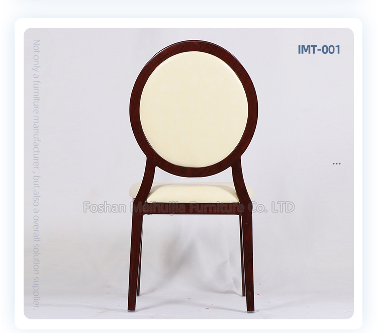 Wholesale aluminum frame oval back imitated wooden dining chair for banquet