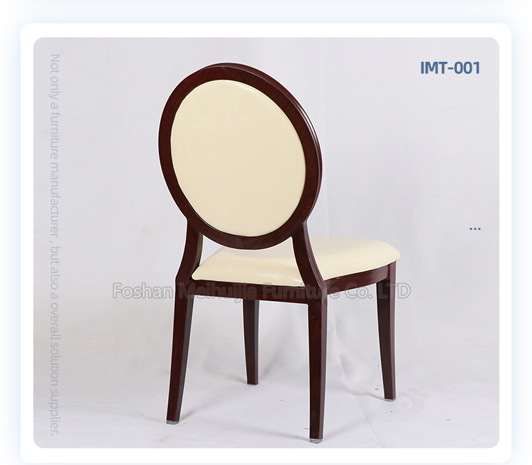 Wholesale aluminum frame oval back imitated wooden dining chair for banquet