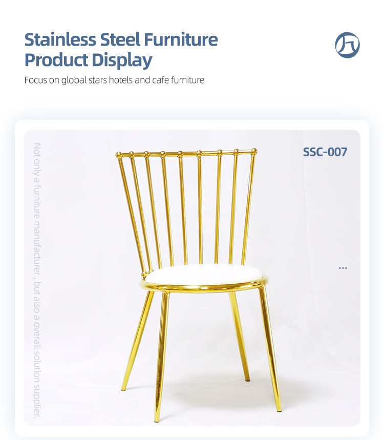 Nordic style simple design gold stainless steel event wedding dining chair