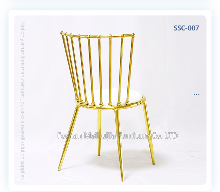 Nordic style simple design gold stainless steel event wedding dining chair