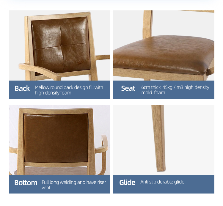 healthy care metal armrest banquet chair wood grain chair