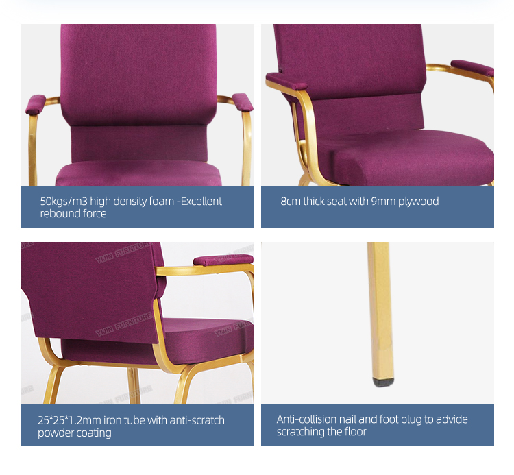 Stackable Church Chair with Armrest Minister Pastor Priest Using Church Chairs