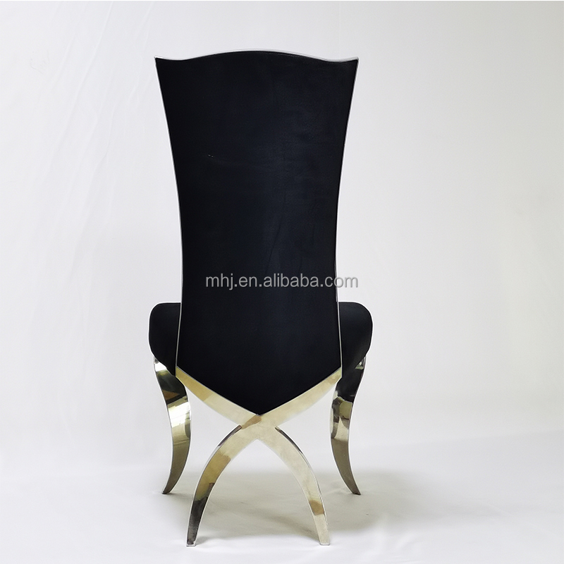 MHJ furniture - High Quality Royal Louis Wedding Chairs High Back Velvet Fabric Dining Chair Stainless steel chair and table 15