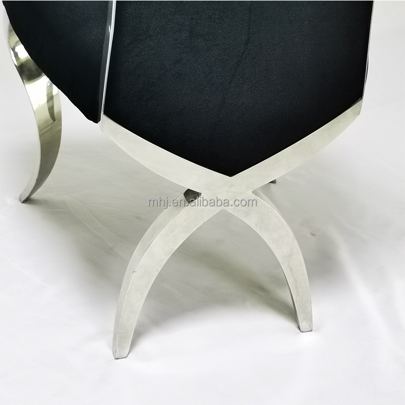 MHJ furniture - High Quality Royal Louis Wedding Chairs High Back Velvet Fabric Dining Chair Stainless steel chair and table 12
