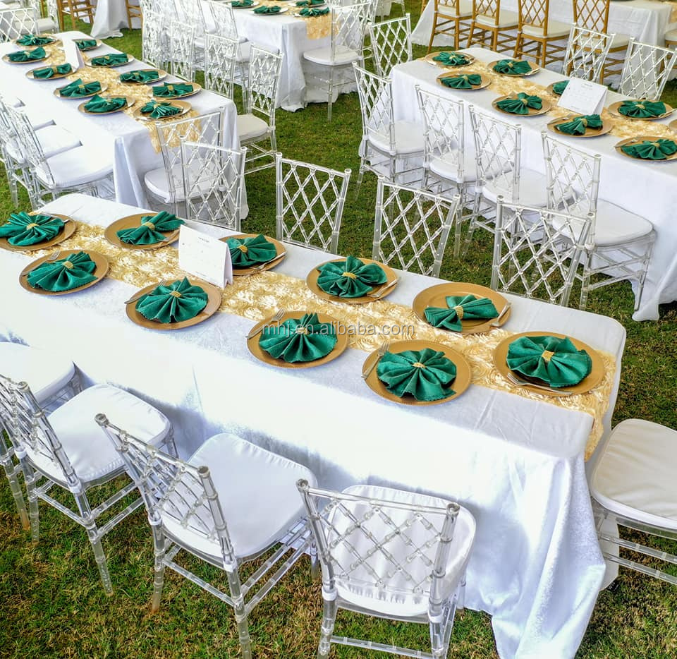 MHJ furniture - Factory Sale Net Design Restaurant Plastic Crystal Tiffany Resin Chair For Hotel Wedding Event Plastic chair and table 8