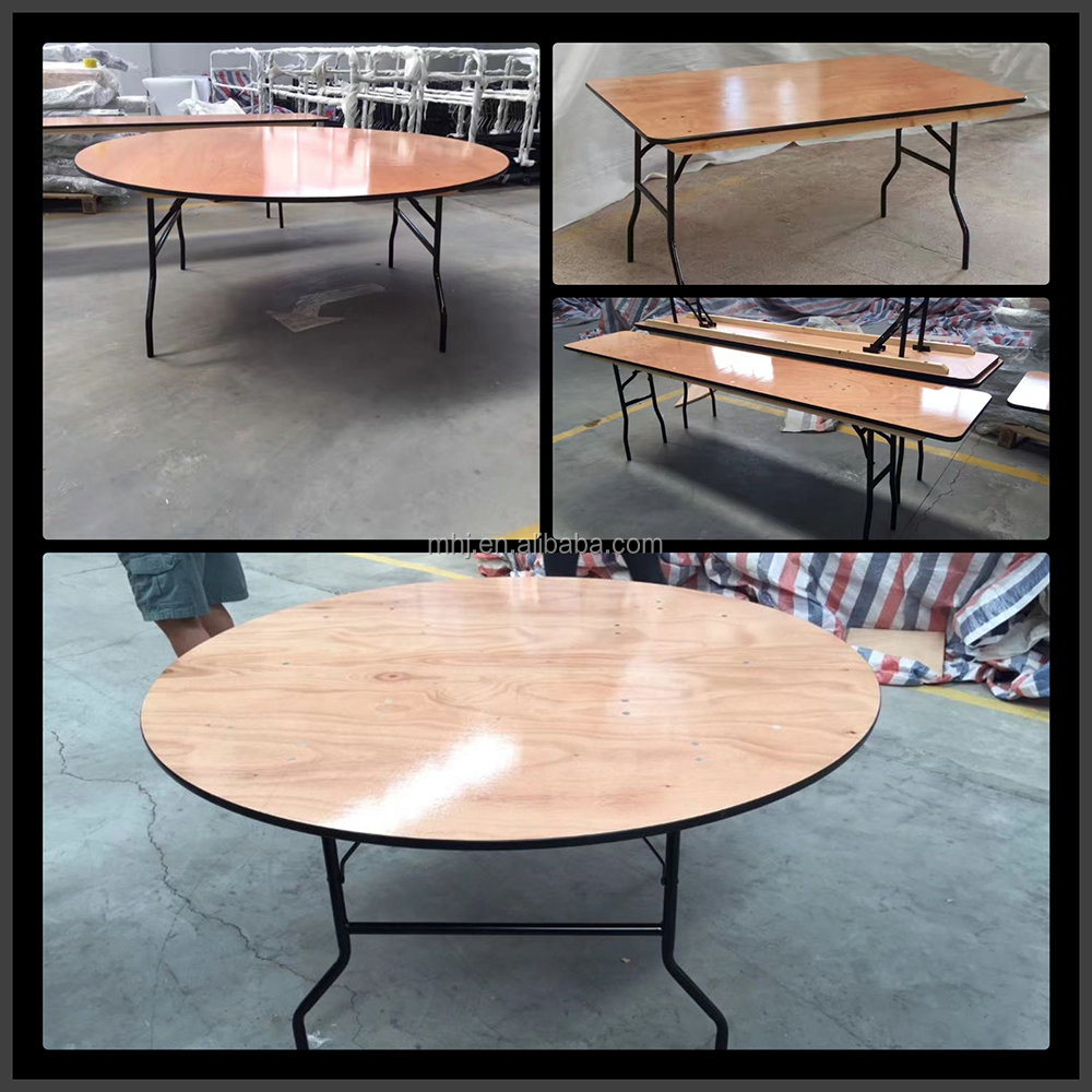 MHJ furniture - Wholesale Cheap Price Folding Wooden Round Banquet Dining Table Tables 14