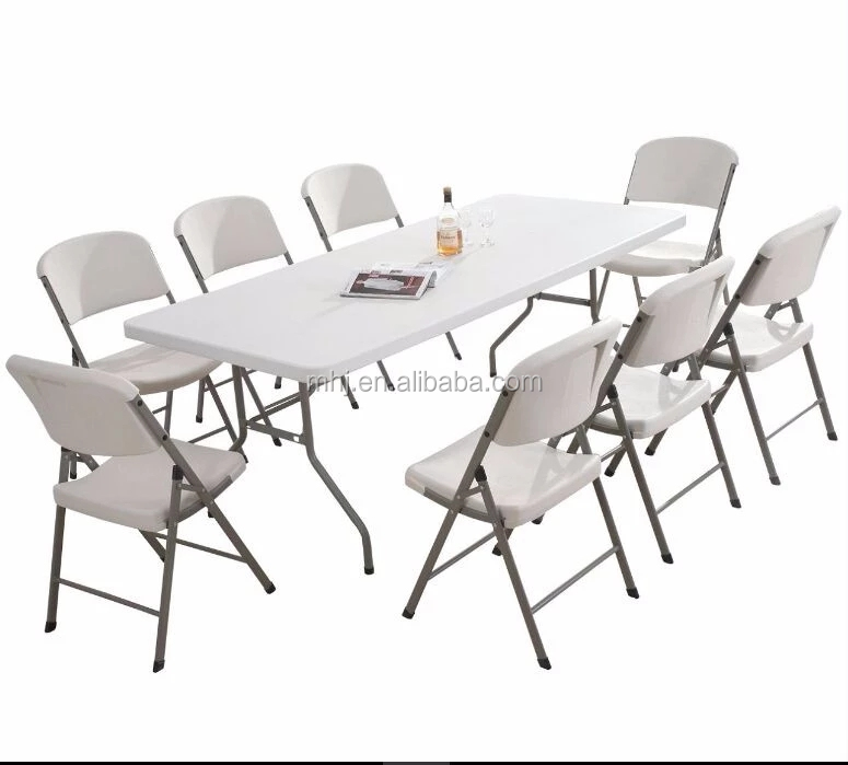Indoor and outdoor portable plastic folding long banquet dining table