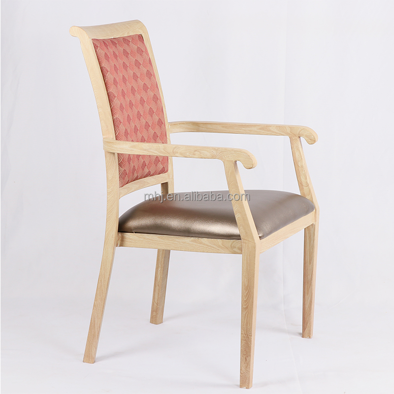 MHJ furniture - Astoria Aluminum Metal Stacking Wood Grain Armrest Banquet Dining Chair Aged & Nursing home seating 10