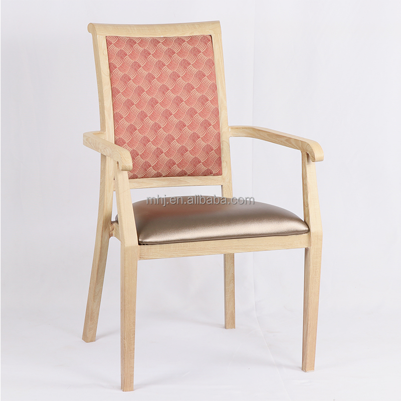 MHJ furniture - Astoria Aluminum Metal Stacking Wood Grain Armrest Banquet Dining Chair Aged & Nursing home seating 9