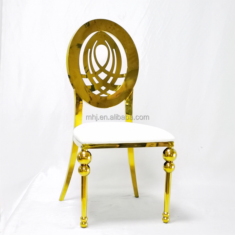 MHJ furniture - Wedding Party Used Luxury Gold Stainless Steel Wedding Banquet Chair Stainless steel chair and table 1