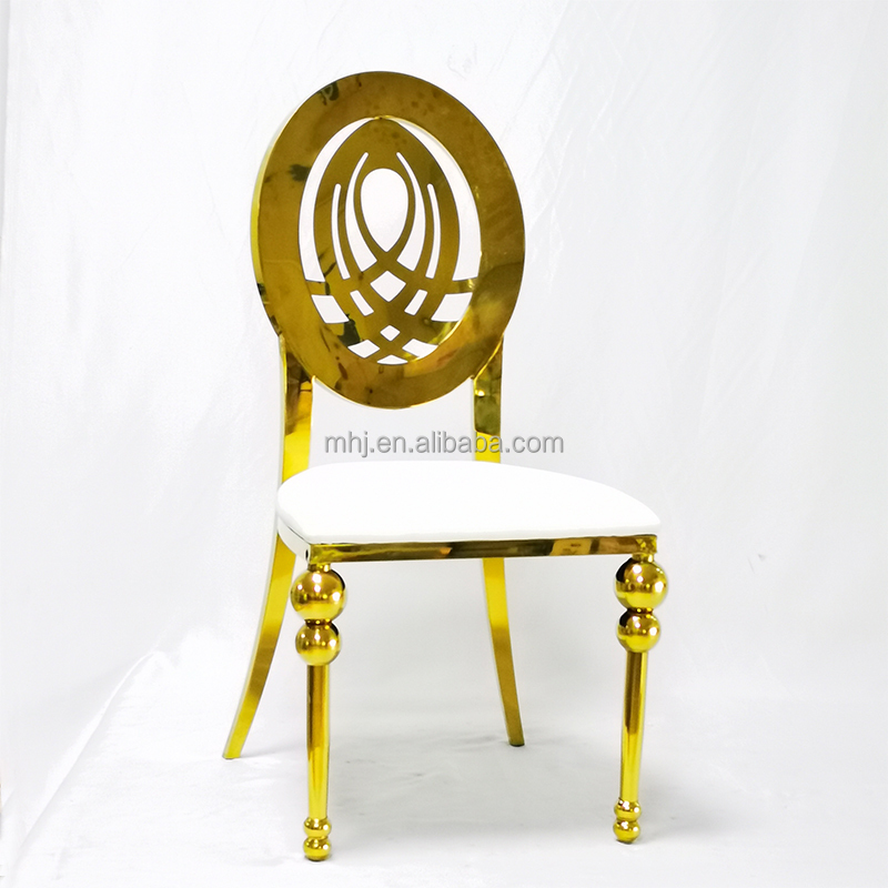 MHJ furniture - Wedding Party Used Luxury Gold Stainless Steel Wedding Banquet Chair Stainless steel chair and table 9