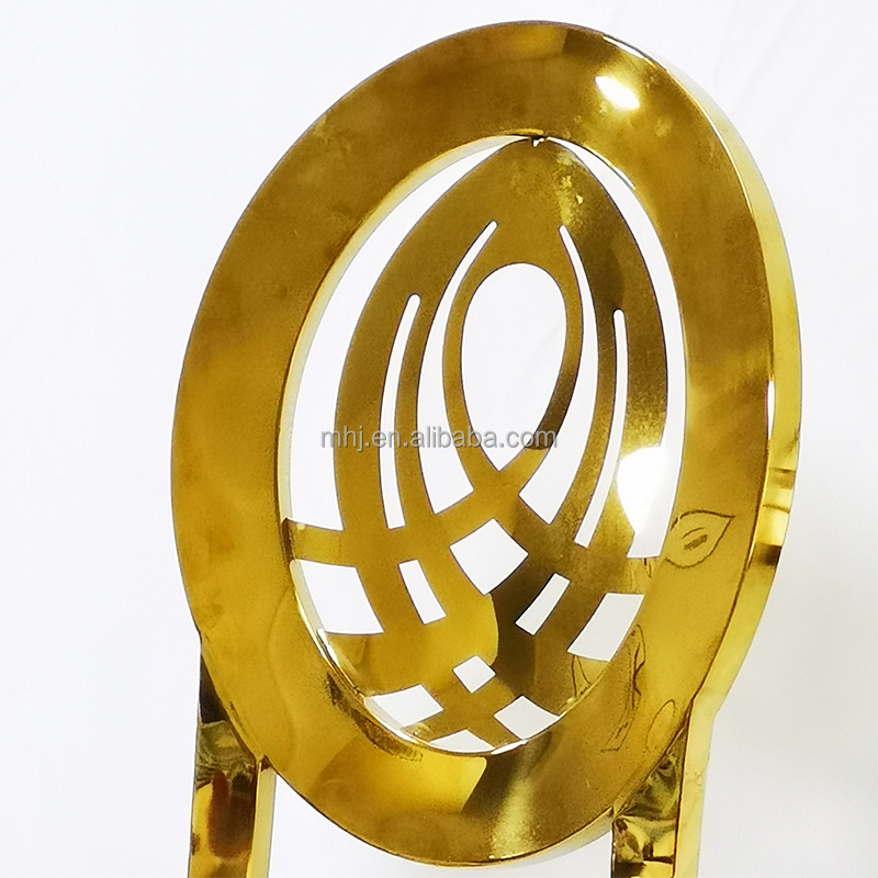 MHJ furniture - Wedding Party Used Luxury Gold Stainless Steel Wedding Banquet Chair Stainless steel chair and table 12