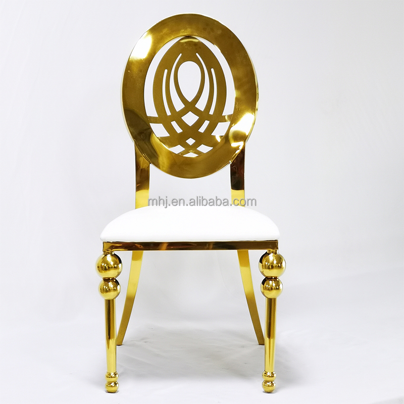 MHJ furniture - Wedding Party Used Luxury Gold Stainless Steel Wedding Banquet Chair Stainless steel chair and table 10