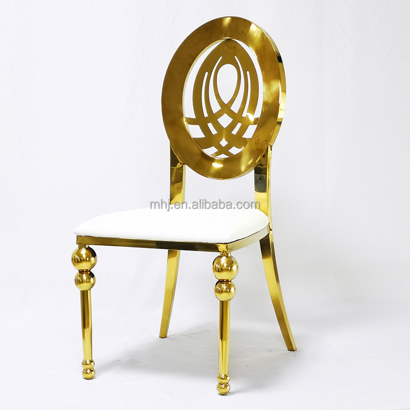 MHJ furniture - Wedding Party Used Luxury Gold Stainless Steel Wedding Banquet Chair Stainless steel chair and table 14