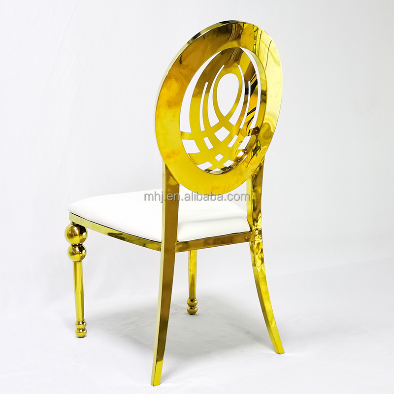 MHJ furniture - Wedding Party Used Luxury Gold Stainless Steel Wedding Banquet Chair Stainless steel chair and table 15