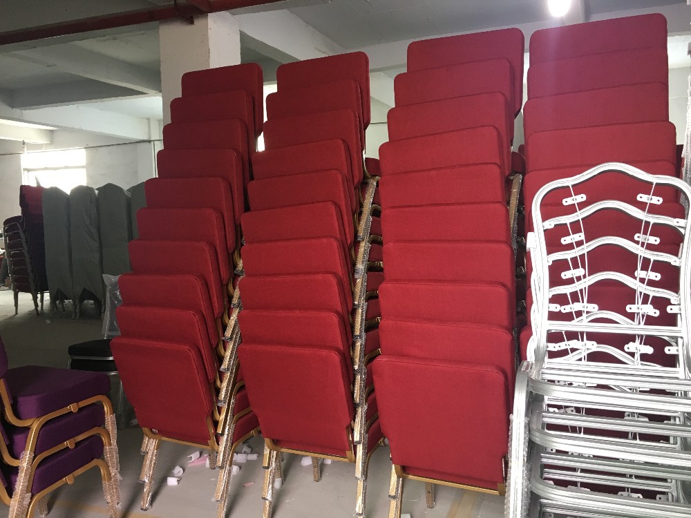 MHJ furniture - Red Fabric Interlocking Padded Church Chair With Back Pocket For Theatre Hall Church Hall Church chair 16