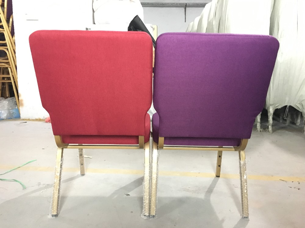 MHJ furniture - Red Fabric Interlocking Padded Church Chair With Back Pocket For Theatre Hall Church Hall Church chair 15