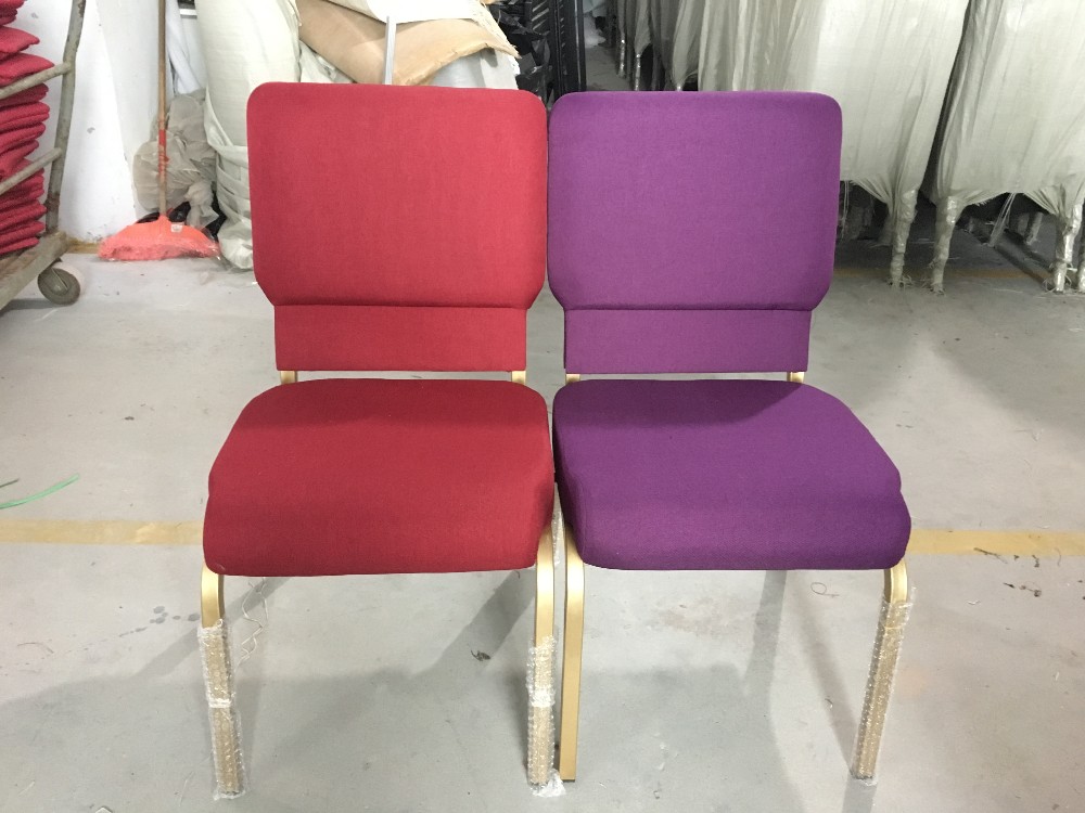 MHJ furniture - Red Fabric Interlocking Padded Church Chair With Back Pocket For Theatre Hall Church Hall Church chair 14
