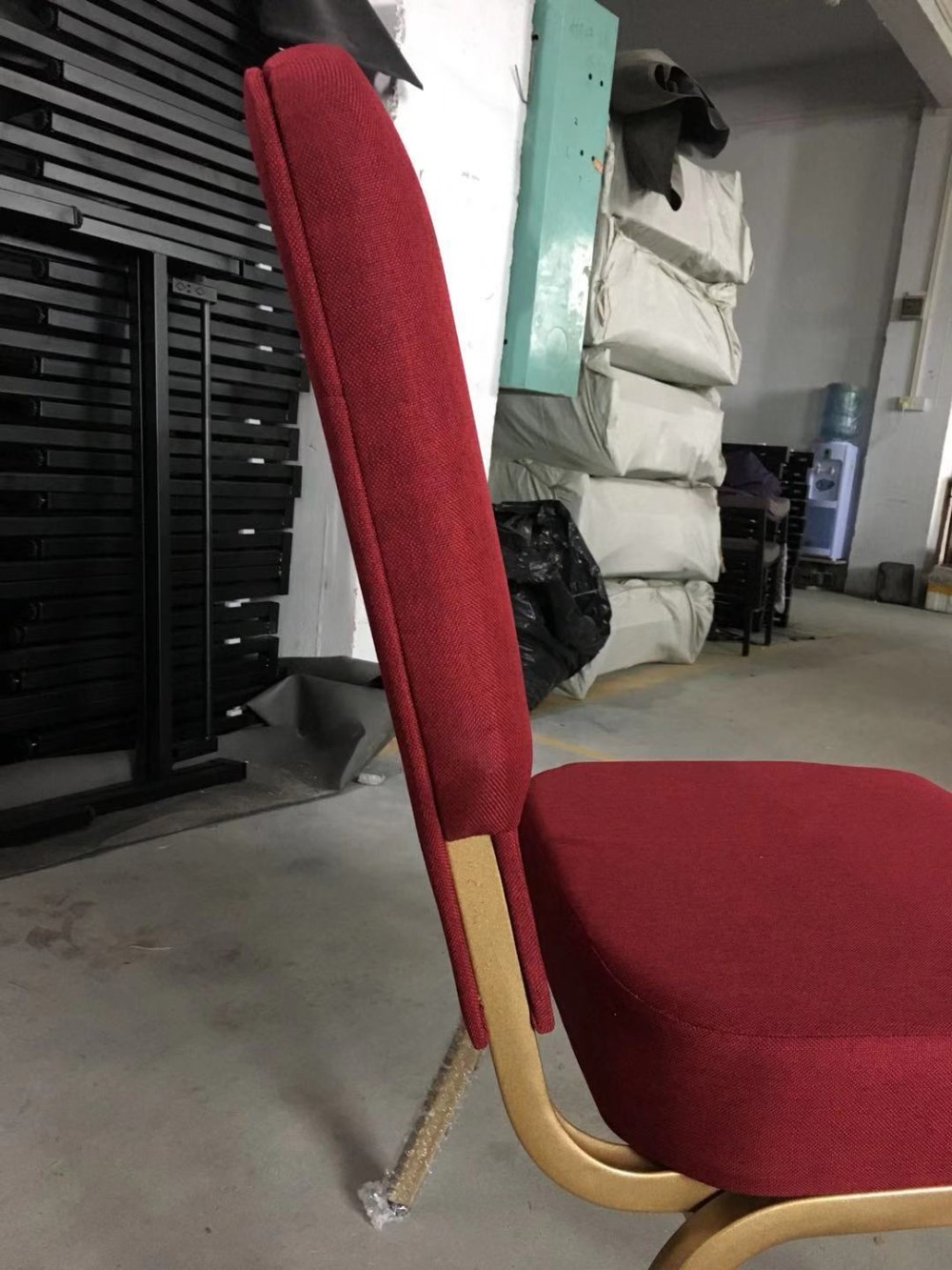 MHJ furniture - Red Fabric Interlocking Padded Church Chair With Back Pocket For Theatre Hall Church Hall Church chair 22
