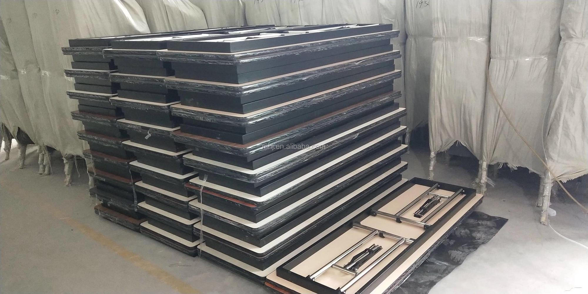 MHJ furniture - Factory Hot Sale Movable Stainless Steel Wheel Office Conference Folding Table IBM table 15