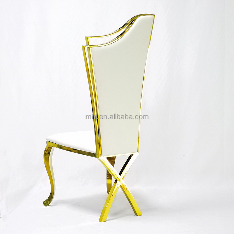 MHJ furniture - New Design High Back X Legs Design Stainless Steel Banquet Wedding Chair Stainless steel chair and table 12