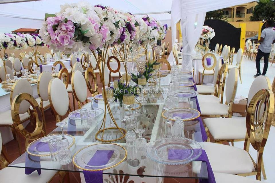 MHJ furniture - New Design High Back X Legs Design Stainless Steel Banquet Wedding Chair Stainless steel chair and table 16