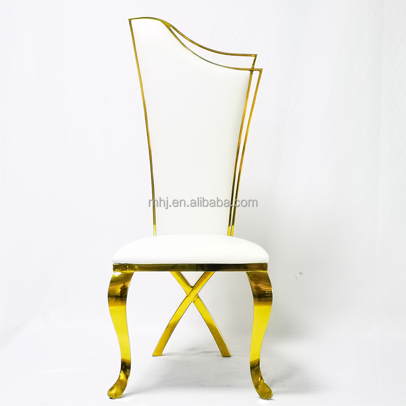 MHJ furniture - New Design High Back X Legs Design Stainless Steel Banquet Wedding Chair Stainless steel chair and table 9