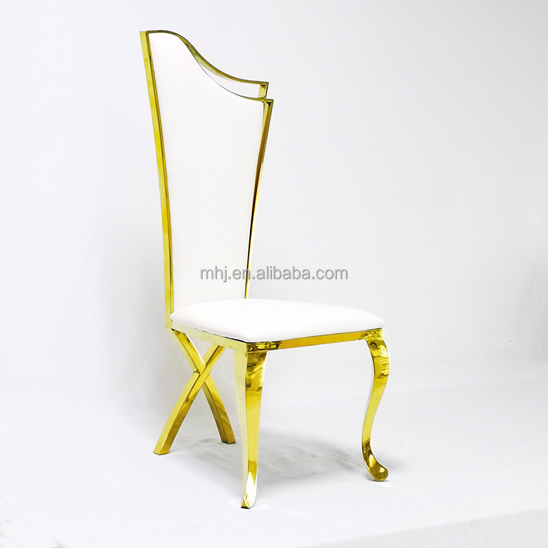MHJ furniture - New Design High Back X Legs Design Stainless Steel Banquet Wedding Chair Stainless steel chair and table 10