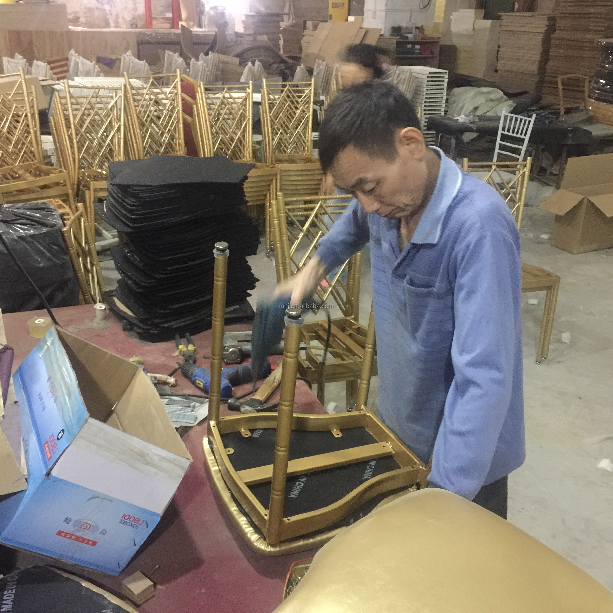 MHJ furniture - High Quality Wholesale Stackable Metal Cross Back Wedding Dining Chair Wedding chair 12