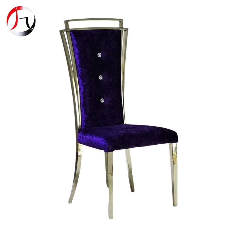 MHJ furniture - High Quality Luxury Purple Velvet Leisure Chairs Wedding Dining Chair Stainless steel chair and table 1