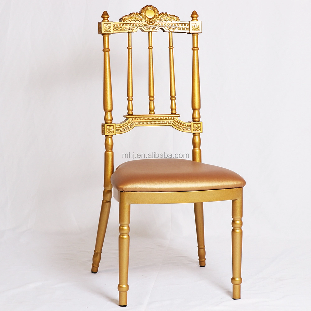 MHJ furniture - Aluminum Cheap Stackable Wedding Chair With Leather Upholstery Cushion Chair 1