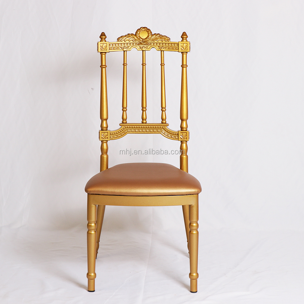 MHJ furniture - Aluminum Cheap Stackable Wedding Chair With Leather Upholstery Cushion Chair 8