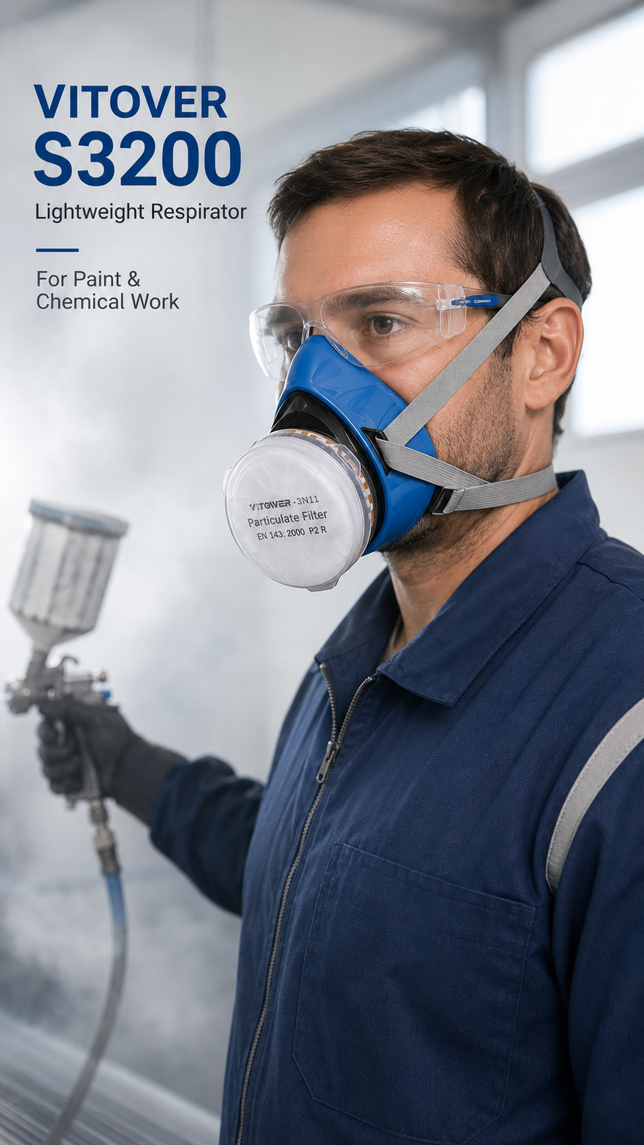 Vitower S3200 Lightweight Single-Filter Half-Mask Respirator 5