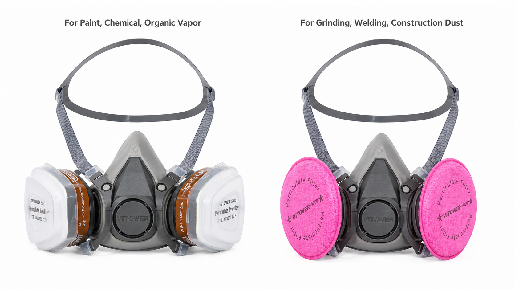 Half Face Reusable Respirator D6200 Dust Gas Mask 3