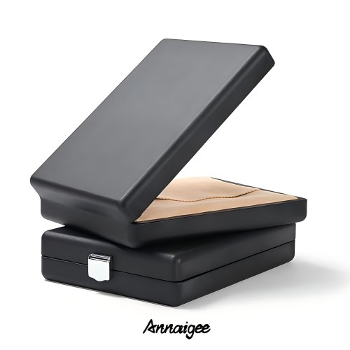black leather necklace box