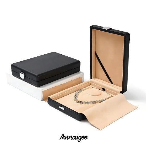 black leather jewellery box