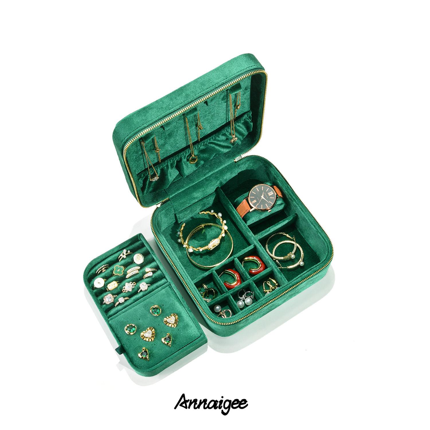 Variety of stylish velvet travel jewelry cases