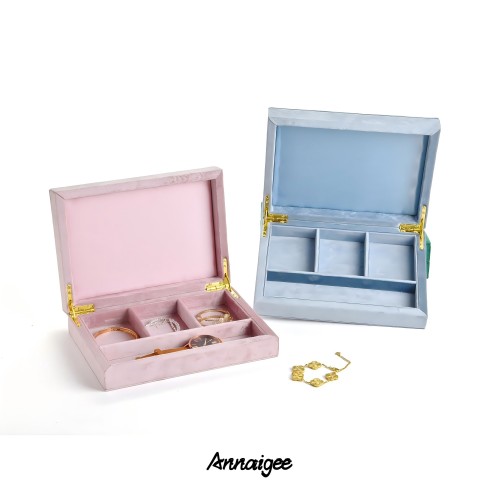 Elegant presentation of a necklace inside a custom logo velvet jewelry gift box