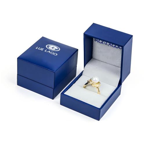 Blue Leatherette Paper Ring Boxes