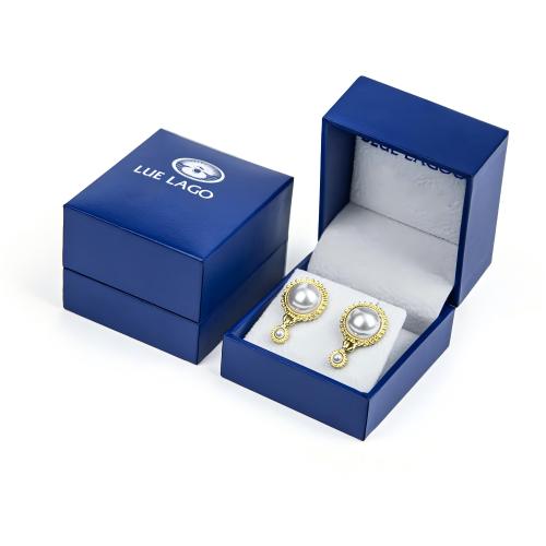 Blue Leatherette Paper Earring Boxes