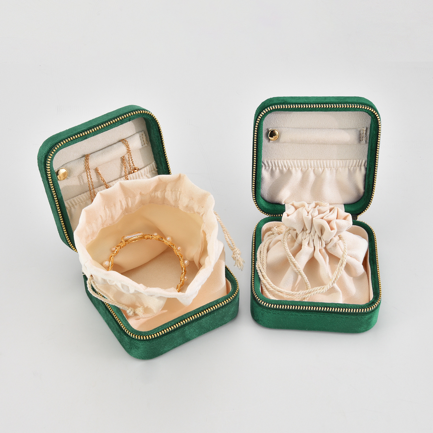 Custom Travel Jewelry Box Plush Velvet Travel Jewelry Box Organizer